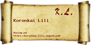 Koronkai Lili névjegykártya