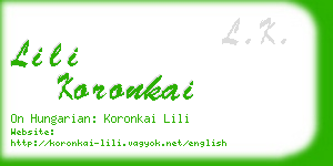 lili koronkai business card